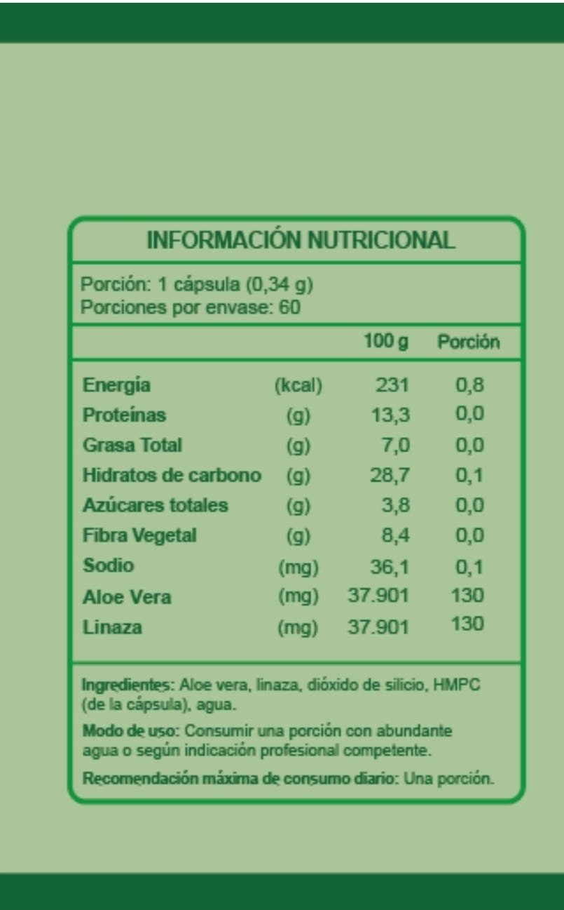 FibraZen |  Aloe Vera + Linaza | 60 cápsulas