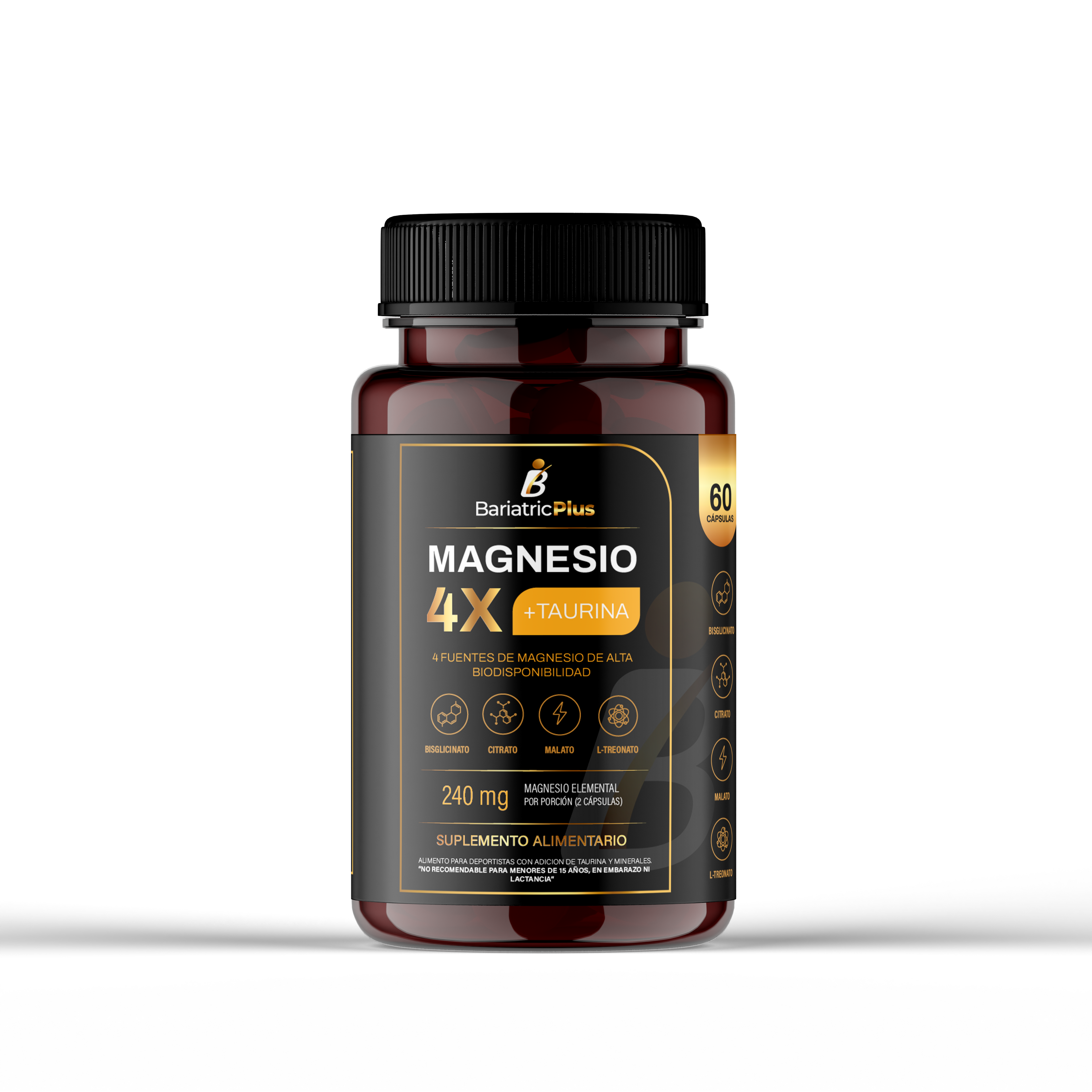 Magnesio 4X + Taurina | Alta Biodisponibilidad | 60 cápsulas